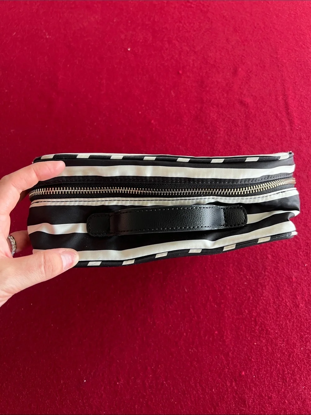 kate spade Black and White Striped Cosmetic Pouch